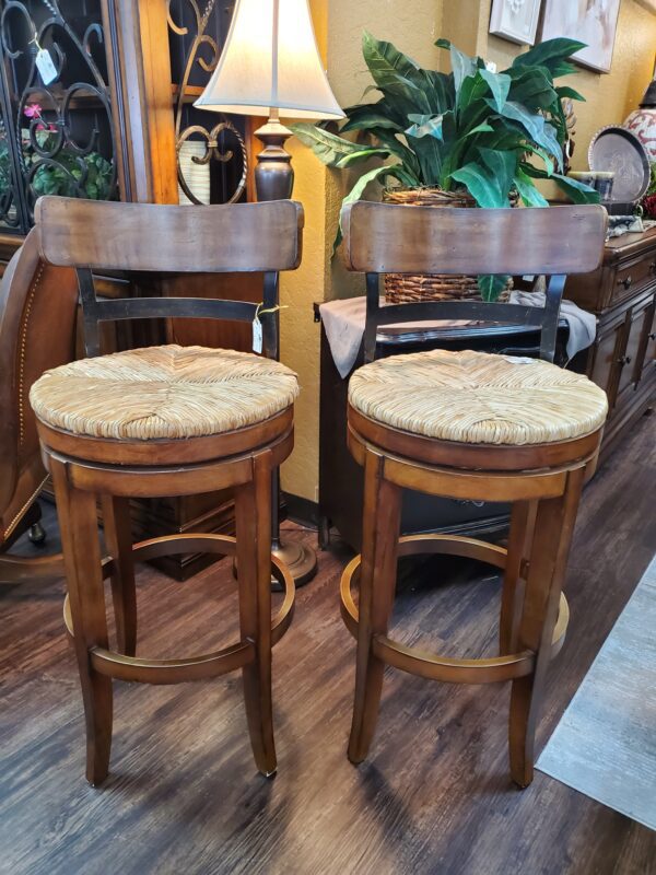 #8132 (SH2019) (2) Wicker Swivel Barstools by Hillsdale