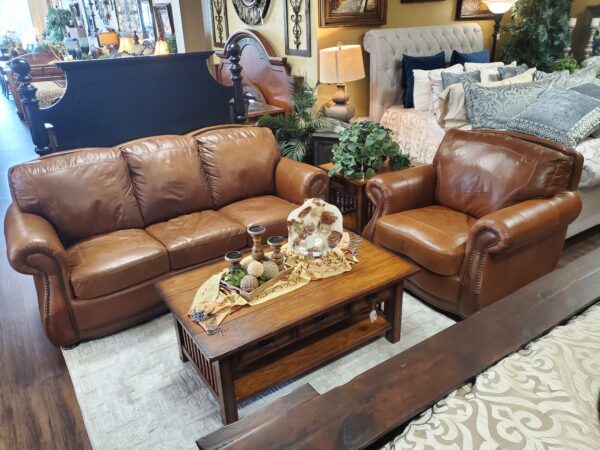 #8159 (CH2121) Embossed Leather Sofa, Chair & Ottoman by USA Premium Leather