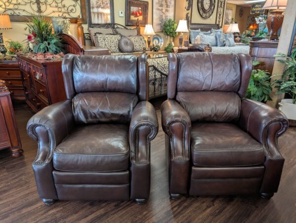#8192 (CH2304) (2) Leather Wingback Recliners by Bernhardt